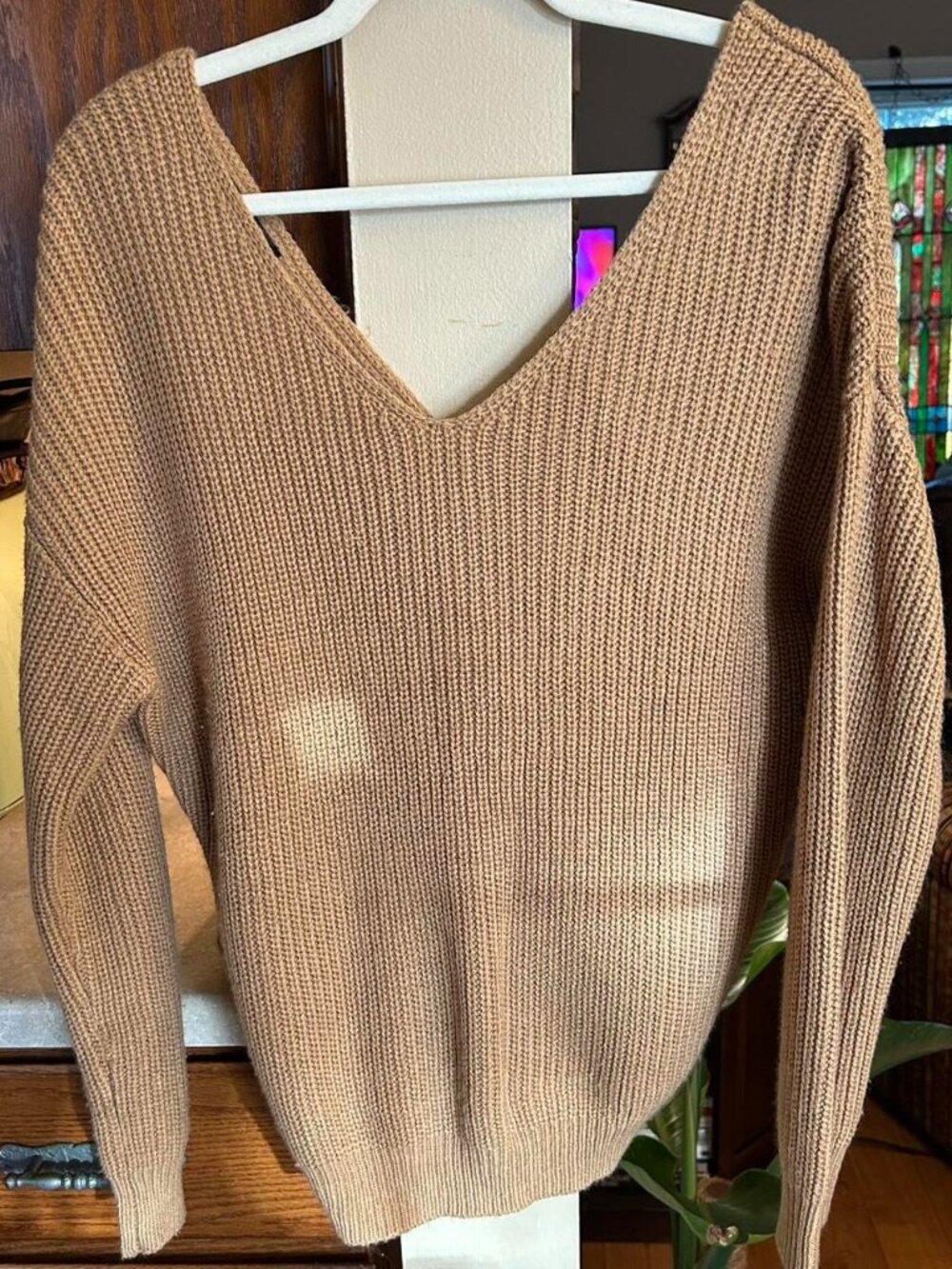 Tan off the shoulder sweater - size L